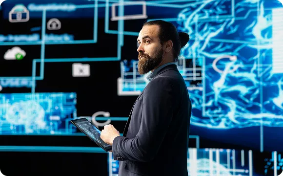 Abstract network of connected data points